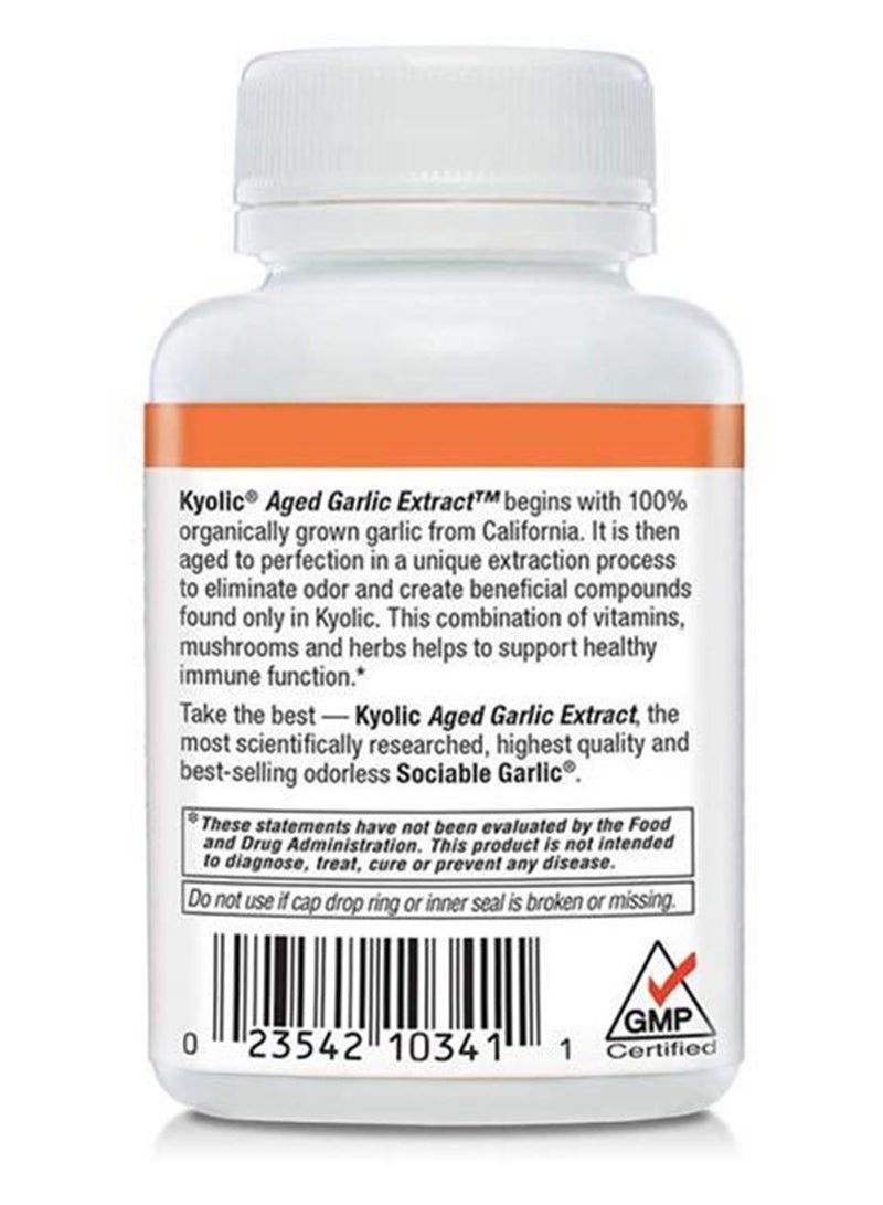 kyolic - Immune Formula 103 Aged Garlic Extract Odorless Enriched With Vitamin C, Astragalus, Mushrooms 100 Capsules - Image 1