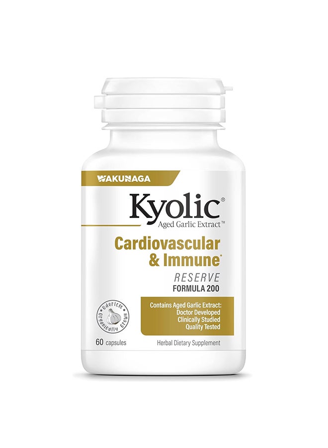 Kyolic Aged Garlic Extract Formula 200 - Cardiovascular & Immune, Reserve - Supports Overall Heart Health & Immune System* - GMO-Free & Gluten-Free - 60 Capsules (30 Servings) - Image 1