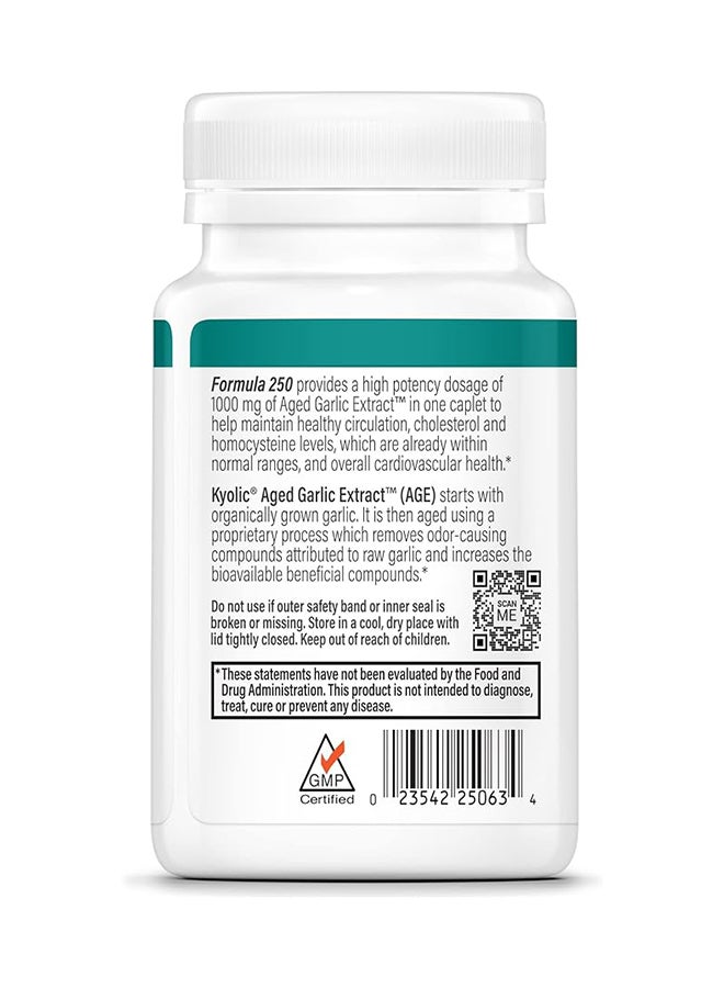 kyolic Cardiovascular Health Herbal Aged Garlic Extract One Per Day Formula 250 100 Vegan Caplets - Image 4