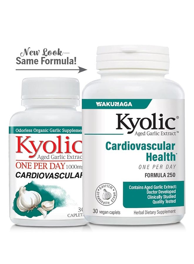 kyolic Cardiovascular Health Herbal Aged Garlic Extract One Per Day Formula 250 100 Vegan Caplets - Image 3