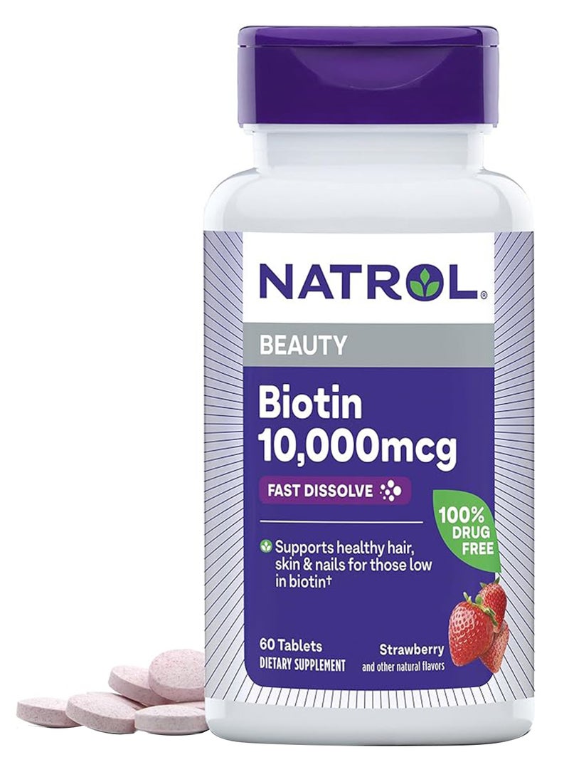 NATROL - Natrol Beauty Biotin 10,000 Mcg - 60 Tablets - Image 1
