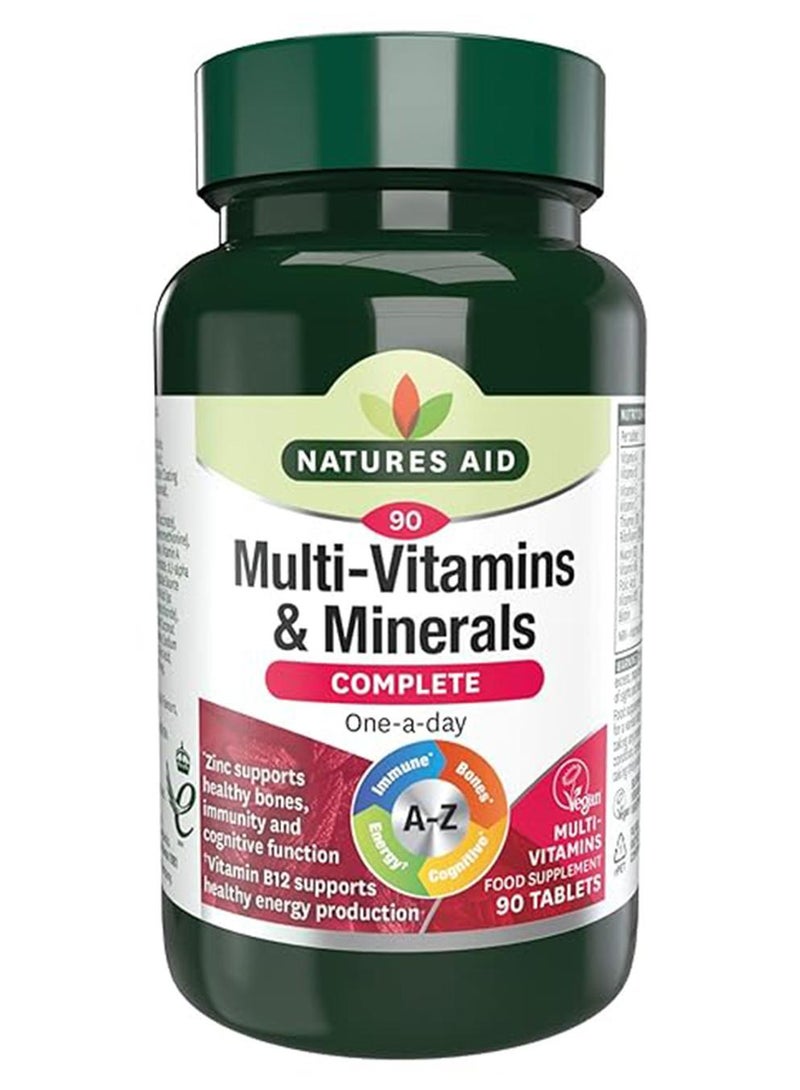Natures Aid Multi Vitamins And Minerals Complete Zinc Supports Vitamin B12 1 In A Day 90 Tablets - Image 1