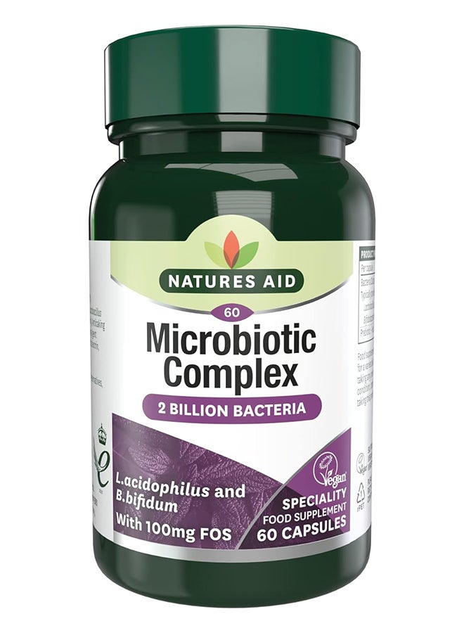 Natures Aid - Microbiotic Complex 2 Billion Bacteria L.Acidophilus And B.Bifidum With 100 Mg 60 Capsules - Image 1