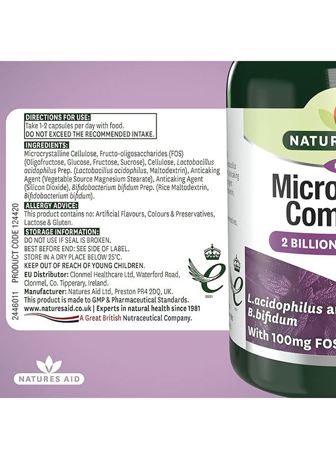 Natures Aid - Microbiotic Complex 2 Billion Bacteria L.Acidophilus And B.Bifidum With 100 Mg 60 Capsules - Image 1