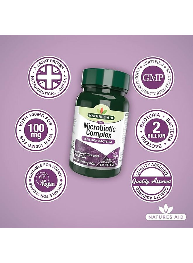 Natures Aid - Microbiotic Complex 2 Billion Bacteria L.Acidophilus And B.Bifidum With 100 Mg 60 Capsules - Image 1