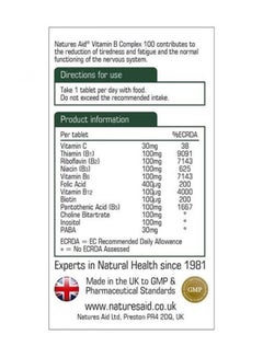Natures Aid Vitamin B Complex 100 Food Supplement A Mega Potency Time Release 60 Tablets  - Image 2