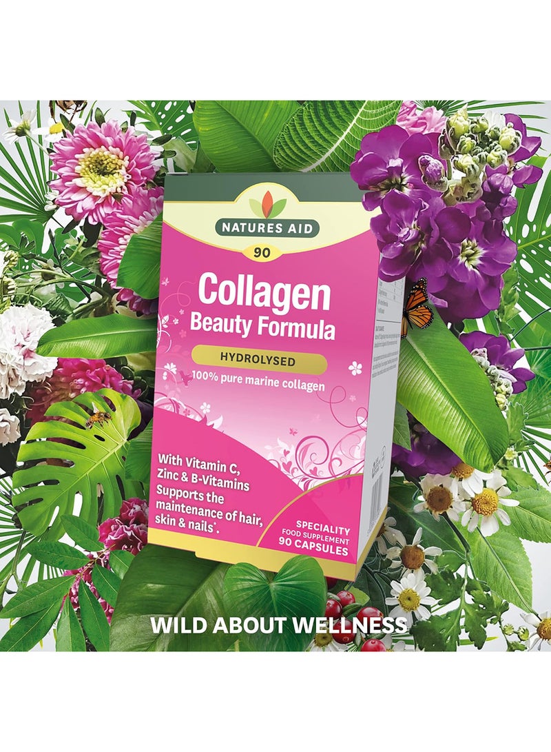 Natures Aid Collagen Beauty Formula With Vitamin C, B & Zinc |For Maintenance Of Normal Hair, Skin & Nails | Supports Normal Collagen Formation In The Skin | Hydrolyzed | 90 Vegetable Capsules - Image 5