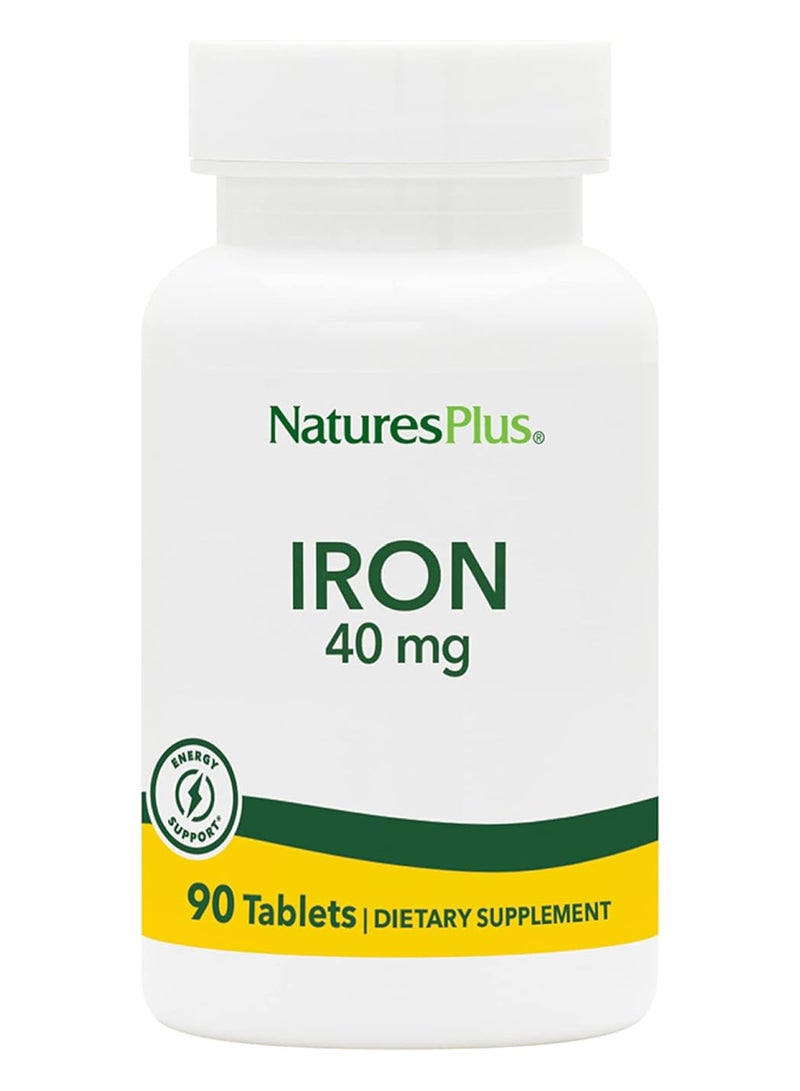 Natures Plus Iron 40 Mg Dietary Supplement Energy Support 90 Tablets - Image 1