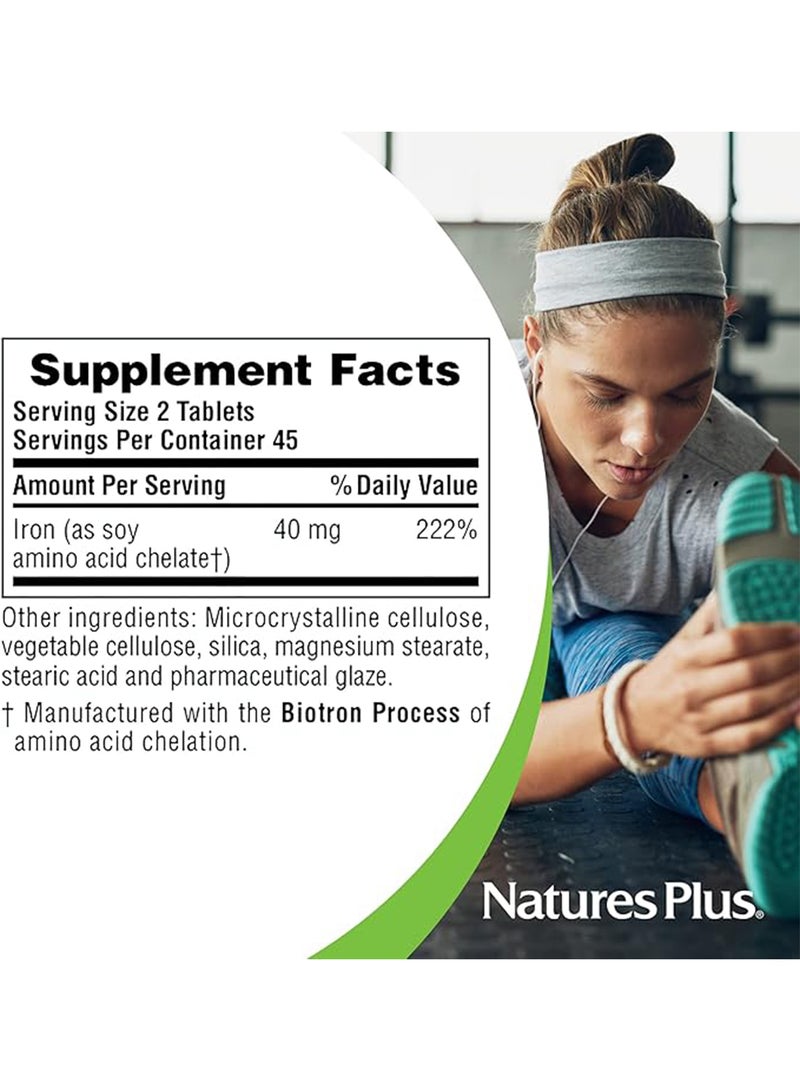 Natures Plus Iron 40 Mg Dietary Supplement Energy Support 90 Tablets - Image 3