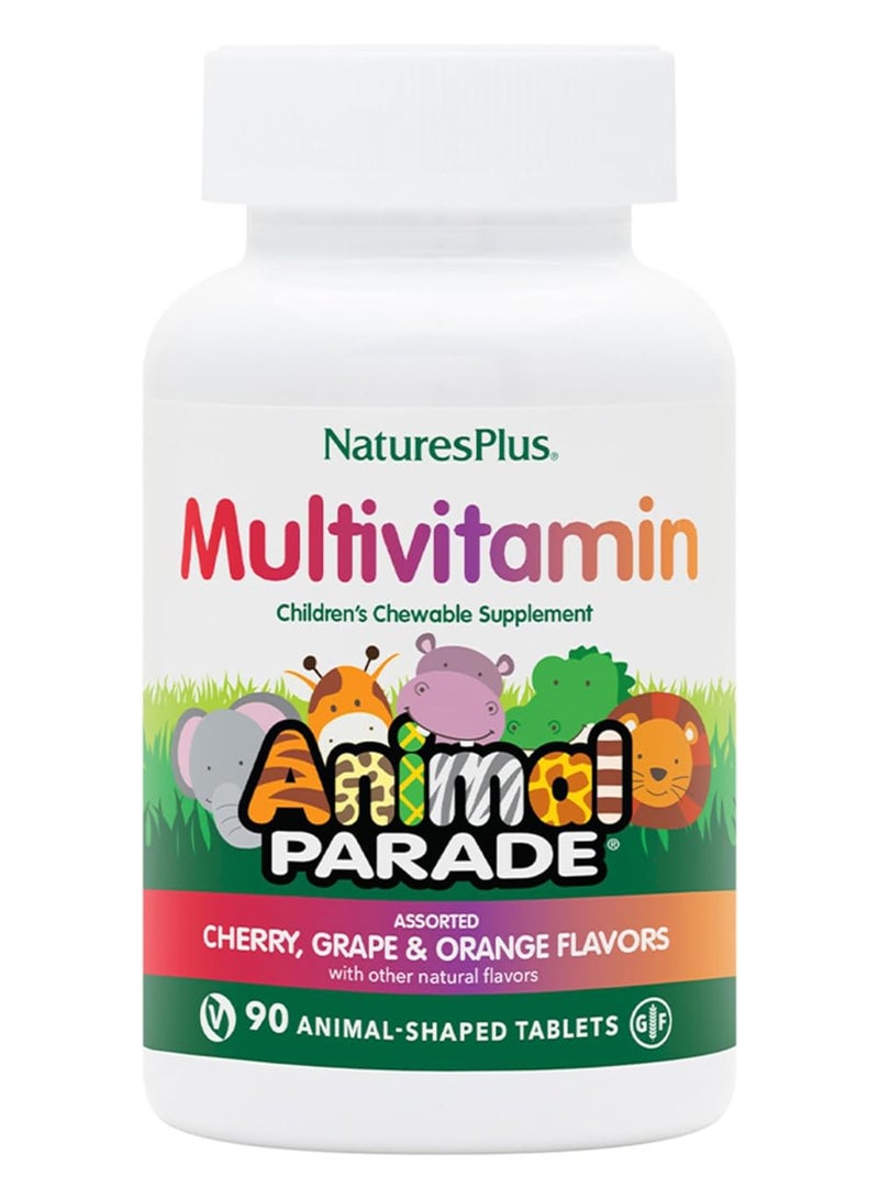 Natures Plus Multi Vitamin Animal Parade Children'S Chewable Supplement Assorted Flavors - Cherry, Orange, Grape 90 Animal Shaped Tablets - Image 1