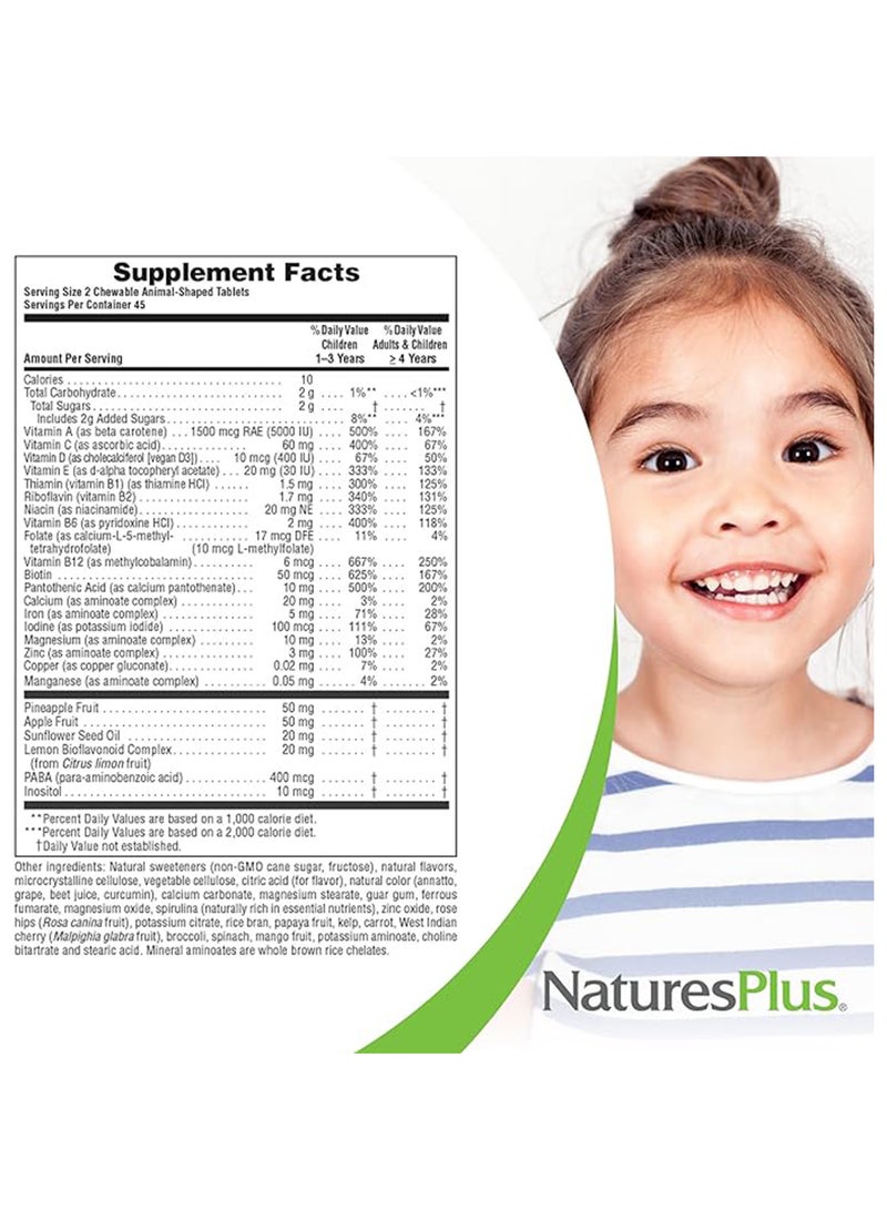 Natures Plus Multi Vitamin Animal Parade Children'S Chewable Supplement Assorted Flavors - Cherry, Orange, Grape 90 Animal Shaped Tablets - Image 2