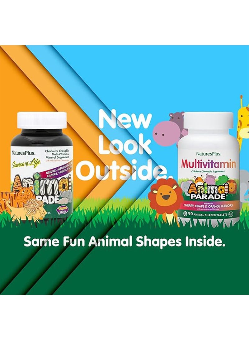 Natures Plus Multi Vitamin Animal Parade Children'S Chewable Supplement Assorted Flavors - Cherry, Orange, Grape 90 Animal Shaped Tablets - Image 5