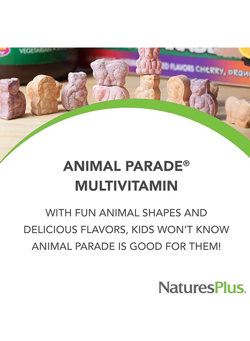 Natures Plus Multi Vitamin Animal Parade Children'S Chewable Supplement Assorted Flavors - Cherry, Orange, Grape 90 Animal Shaped Tablets - Image 3