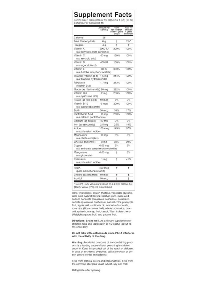 Natures Plus Source Of Life Animal Parade Liquid Children'S Multi Vitamin Natural Tropical Berry Flavor Mineral Supplement With Whole Food Concentrates Vegetarian 237Ml - Image 2
