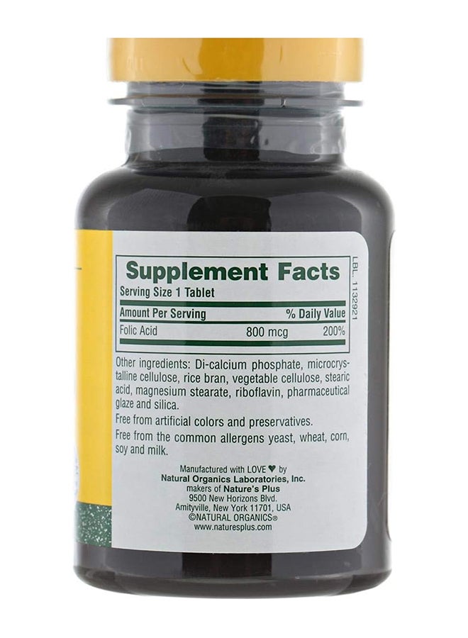 Natures Plus Folic Acid 800 Mcg High Potency Gluten Free 90 Tablets - Image 3
