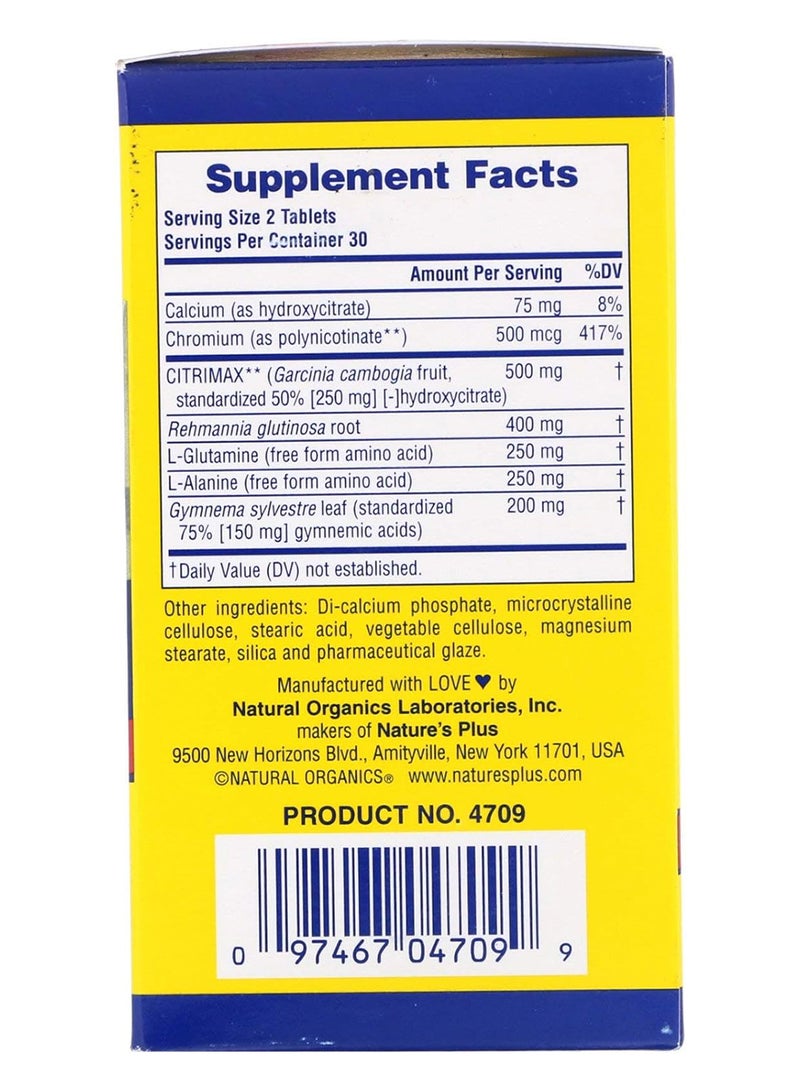 Natures Plus Ultra Sugar Control Ultimate Dieter'S Companion Standardized Herb And Amino Acid Supplement Sugar Craver'S Formula Hypo Allergenic Vegetarian 60 Tablets - Image 3