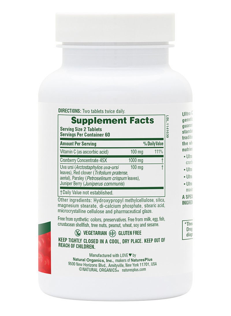 Natures Plus Sustained Release Utlra Cranberry 1000Mg Infused With Vitamin C Dietary Supplement Antioxidant Support 60 Tablets - Image 3
