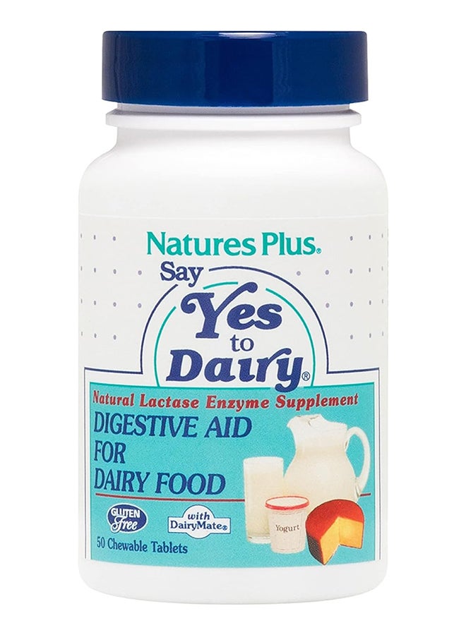Nature's Plus Say Yes To Dairy Digestive Aid For Dairy Food Natural Lactase Enzyme Supplement Gluten Free 50 Chewable Tablets - Image 1