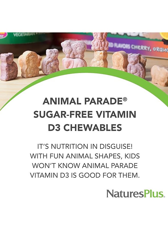 Natures Plus Animal Parade D3 500 Iu Children'S Chewable Vitamin D Supplement Black Cherry Flavor 90 Animal Shaped Tablets - Image 3