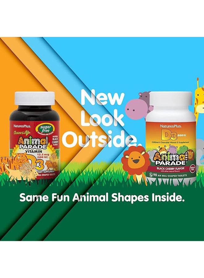 Natures Plus Animal Parade D3 500 Iu Children'S Chewable Vitamin D Supplement Black Cherry Flavor 90 Animal Shaped Tablets - Image 2