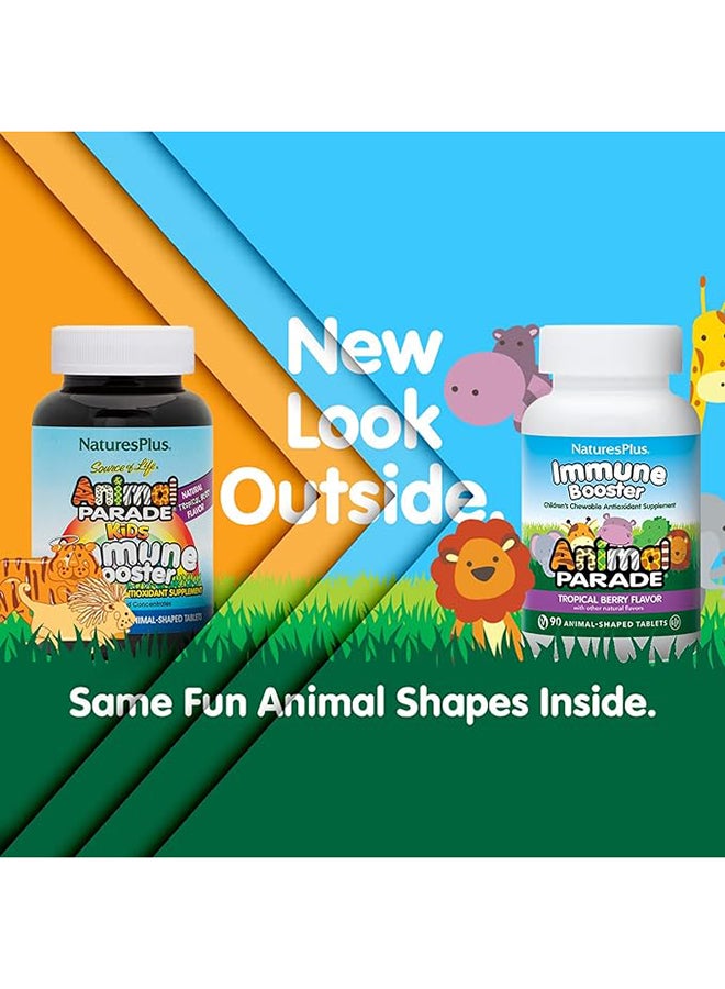 Natures Plus - Immune Booster Animal Parade Kids Antioxidant Supplement Tropical Berry Flavor  90 Chewable Tablets - Image 1
