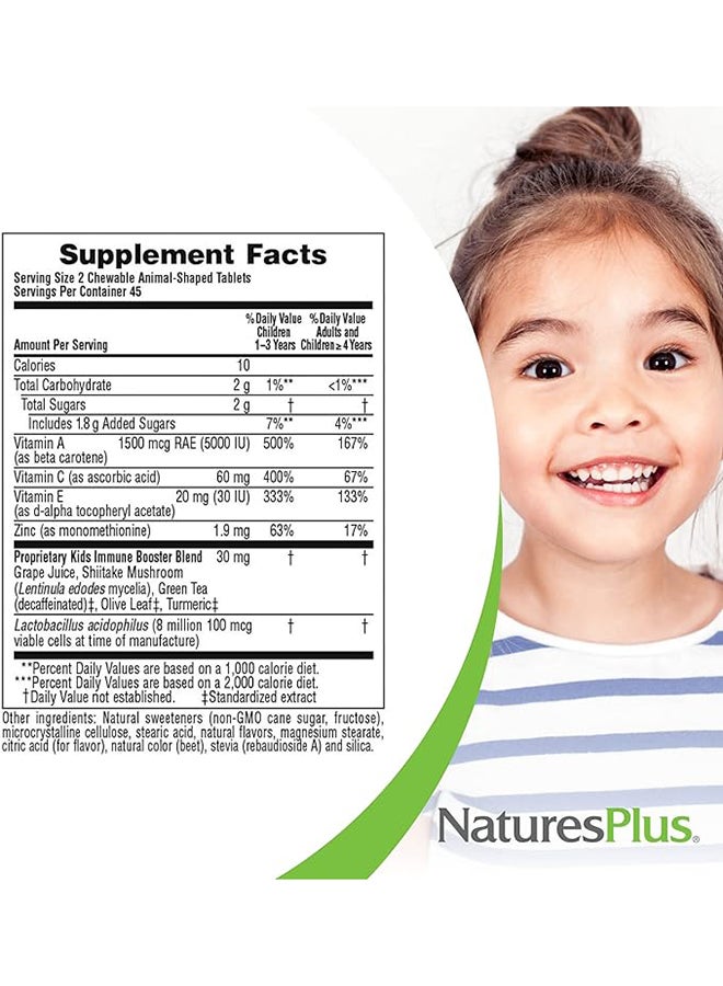 Natures Plus - Immune Booster Animal Parade Kids Antioxidant Supplement Tropical Berry Flavor  90 Chewable Tablets - Image 1