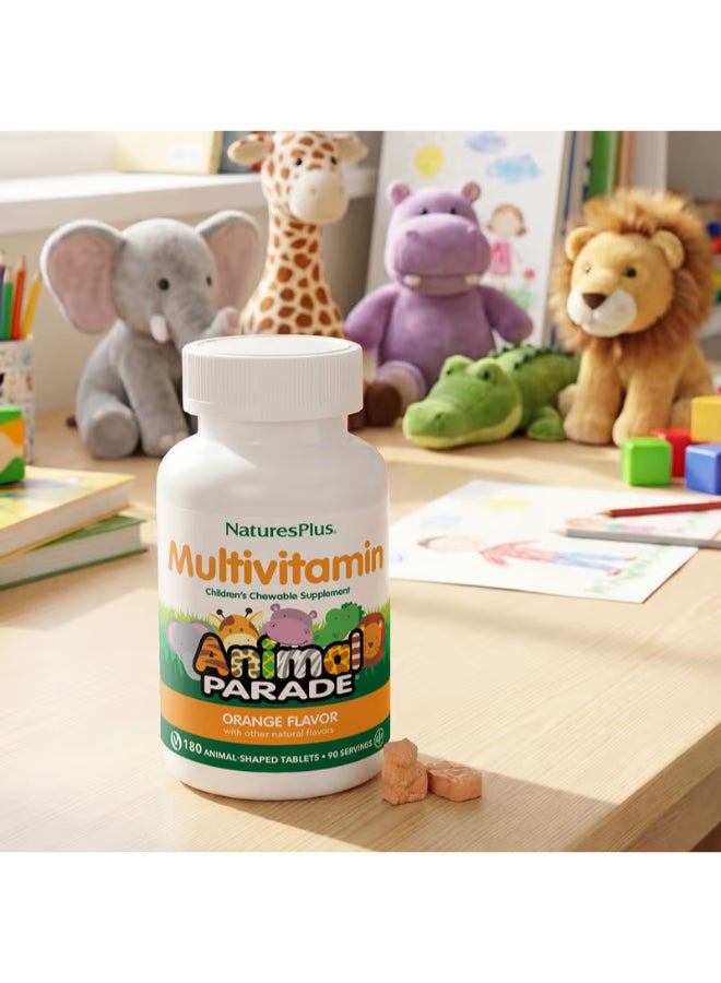 Natures Plus Animal Parade Kids Multivitamin & Minerals | Orange Flavor | Vegetarian Gluten Free — 90 Chewable Tablets - Image 2