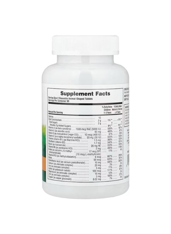 Natures Plus Animal Parade Kids Multivitamin & Minerals | Orange Flavor | Vegetarian Gluten Free — 90 Chewable Tablets - Image 4