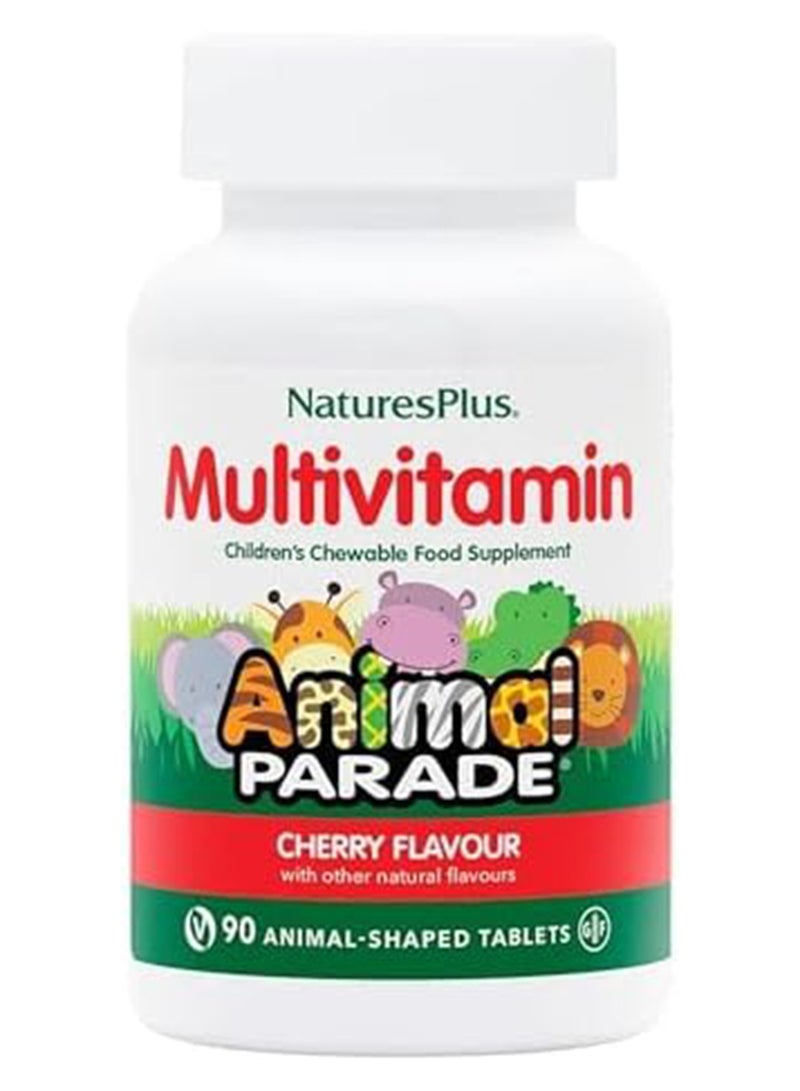 Natures Plus Multivitamin Animal Parade Children'S Chewable Supplement Cherry Flavor Infused With Vitamin D3, K2 And Prebiotics Sugar Free 90 Animal Shaped Tablets - Image 1