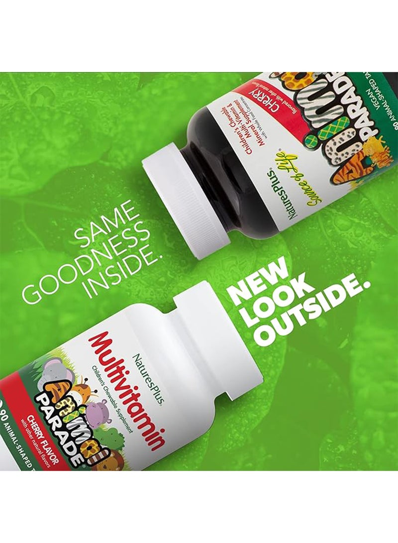 Natures Plus Multivitamin Animal Parade Children'S Chewable Supplement Cherry Flavor Infused With Vitamin D3, K2 And Prebiotics Sugar Free 90 Animal Shaped Tablets - Image 2