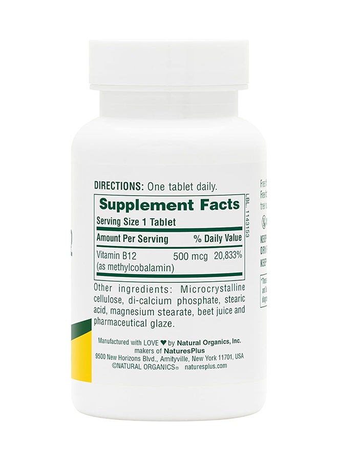 Natures Plus Vitamin B12 500 Mcg Energy Support 90 Tablets - Image 3