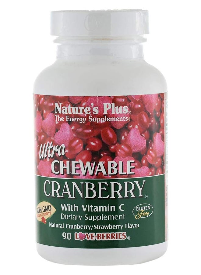 Natures Plus Ultra Chewable Cranberry With Vitamin C Natural Cranberry/Strawberry Flavor 90 Tablets - Image 1