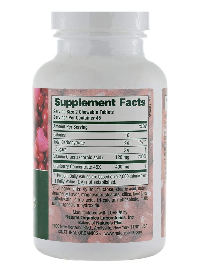 Natures Plus Ultra Chewable Cranberry With Vitamin C Natural Cranberry/Strawberry Flavor 90 Tablets - Image 3
