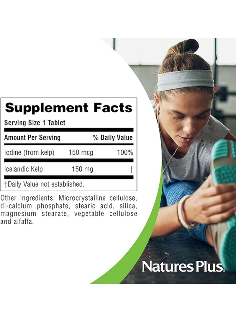 Natures Plus Icelandic Kelp Dietary Supplement Naturally Occurring Iodine Thyroid Support Antioxidant Support 300 Tablets - Image 4