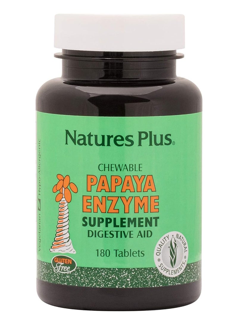 Natures Plus - Natures Chewable Plus Papaya Enzyme Supplement Digestive Aid Natural Supplement Gluten Free 180 Tablets - Image 1