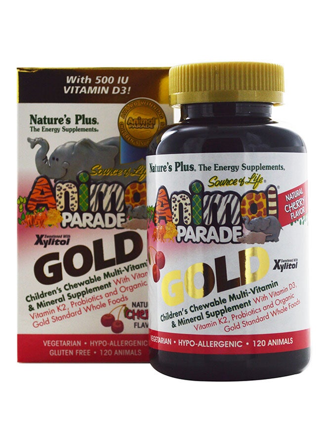 Natures Plus Cherry Flavoured Animal Parade Gold Chewable 120 Animal shaped Tablets - Image 1
