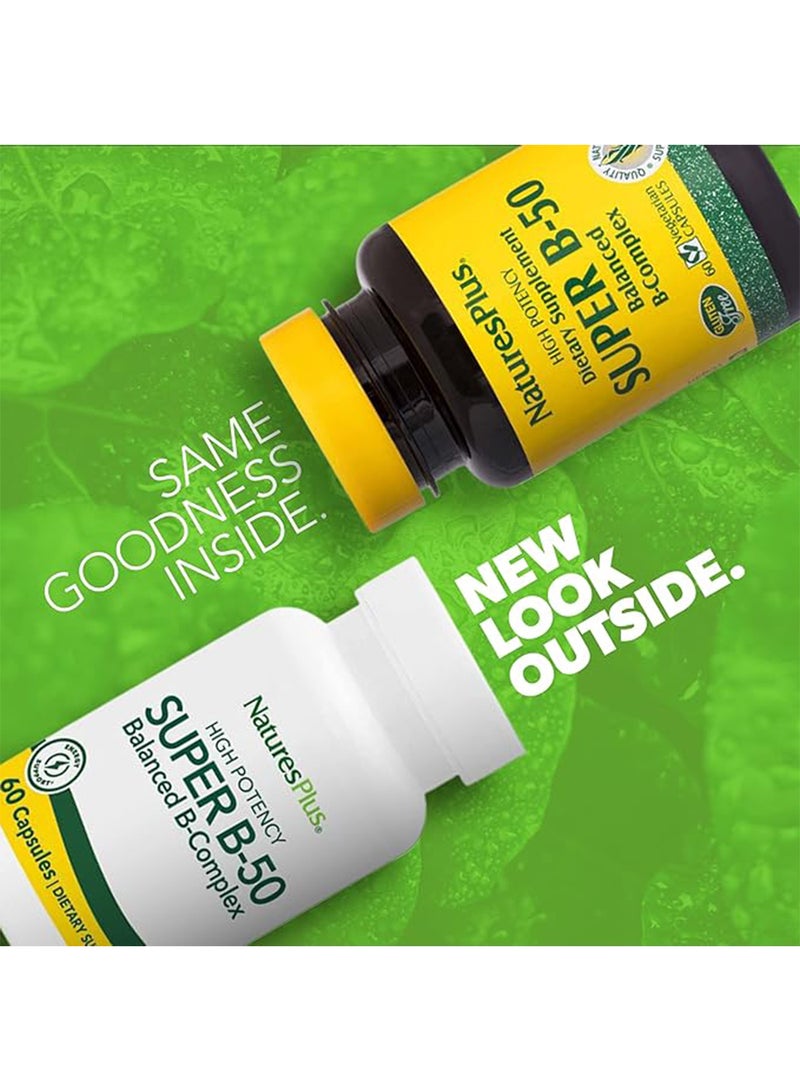 Natures Plus High Potency Super B-50 Balanced B-Complex Dietary Supplement Energy Support 60 Tablets - Image 2