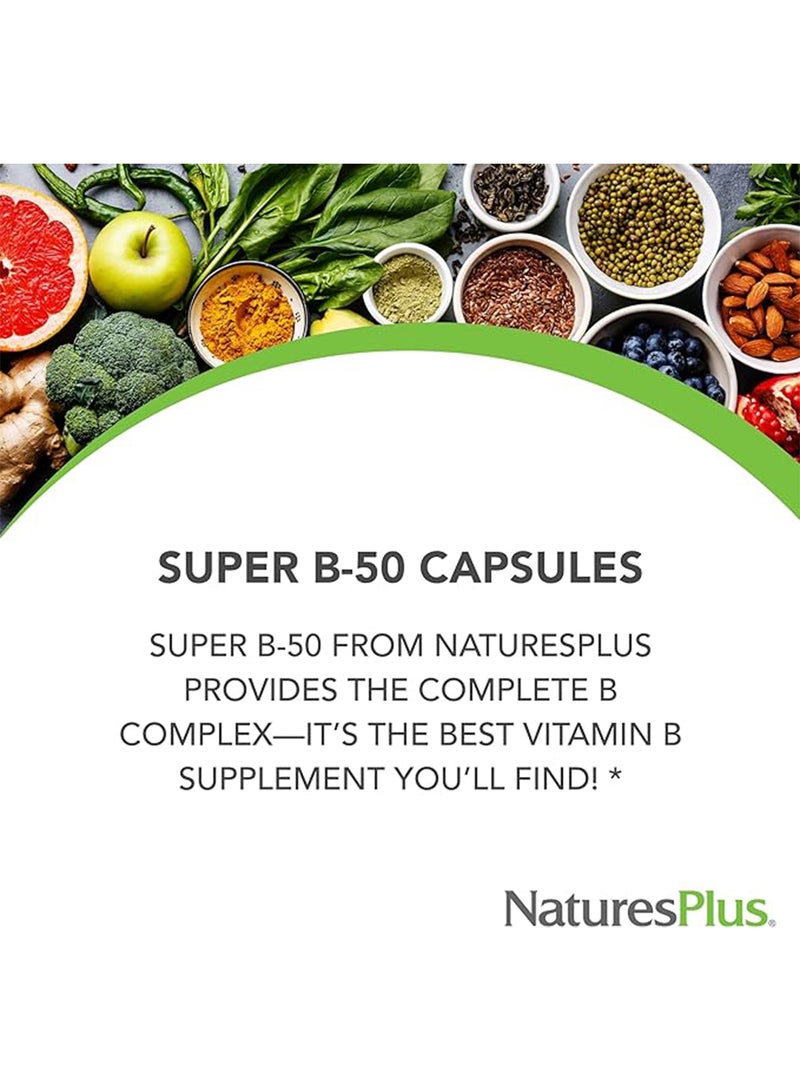 Natures Plus High Potency Super B-50 Balanced B-Complex Dietary Supplement Energy Support 60 Tablets - Image 4