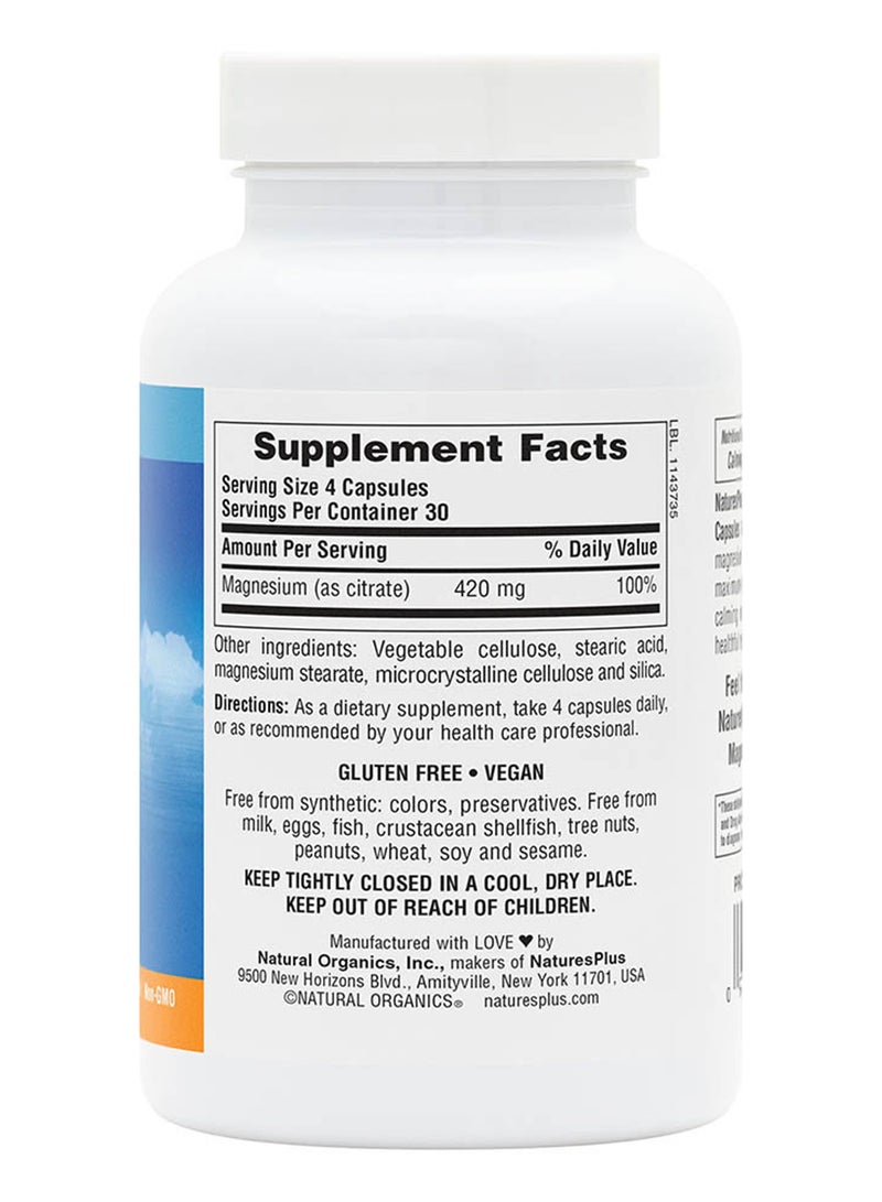 Natures Plus - Kalmassure Magnesium Capsules Dietary Supplement 420Mg Magnesium As Citrate 90 Vegan Capsules - Image 1