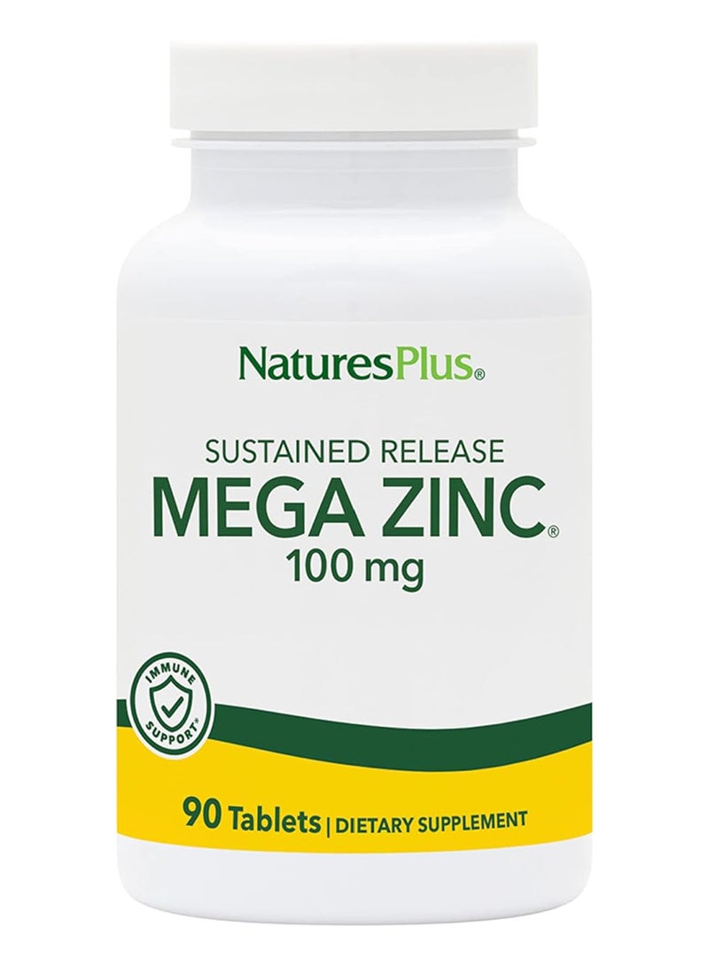 Natures Plus Sustained Release Mega Zinc 100 Mg Dietary Supplement Immune Support 90 Tablets - Image 1