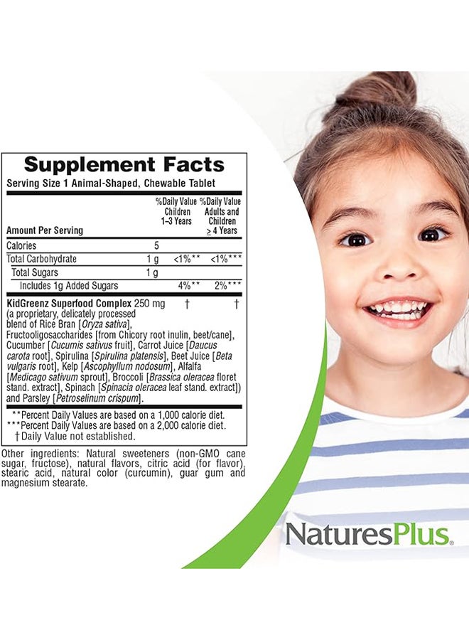 Natures Plus Kids Greenz Animal Parade Green Food Supplement Tropical Fruit Flavor  90 Animal Shaped Tablets - Image 4