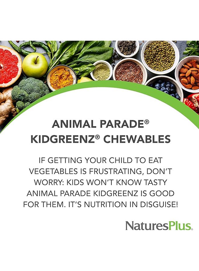 Natures Plus Kids Greenz Animal Parade Green Food Supplement Tropical Fruit Flavor  90 Animal Shaped Tablets - Image 3