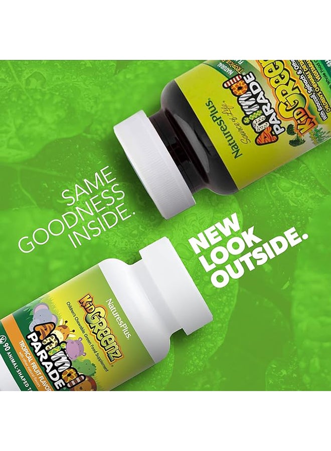 Natures Plus Kids Greenz Animal Parade Green Food Supplement Tropical Fruit Flavor  90 Animal Shaped Tablets - Image 2