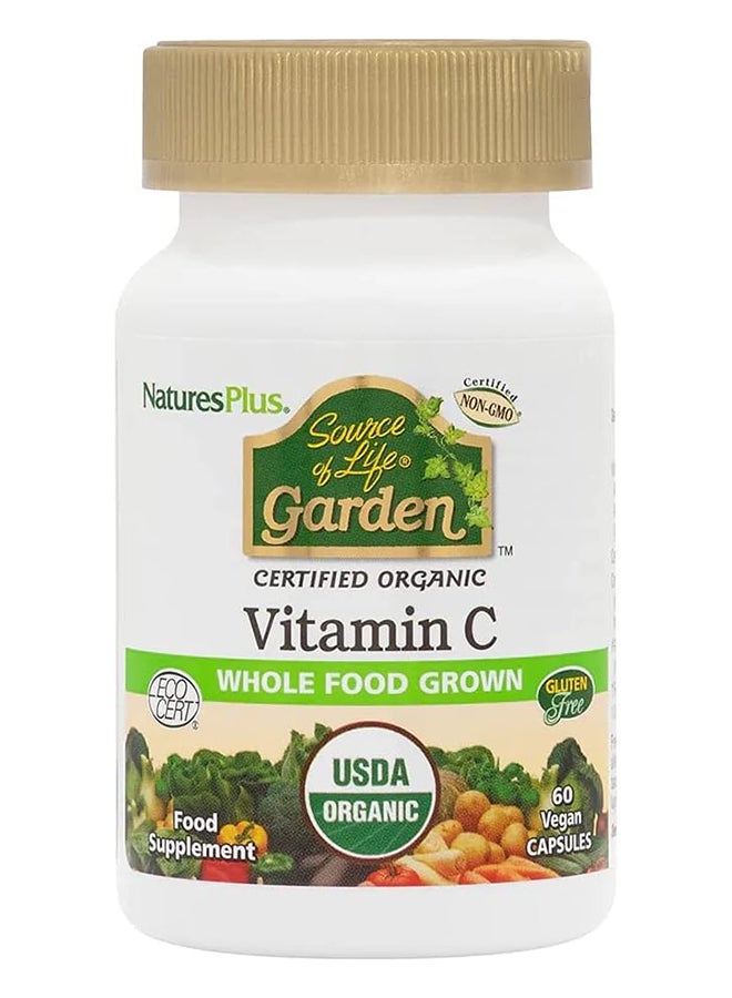 Natures Plus Source Of Life Garden Vitamin C Whole Food Grown Food Supplement 60 Vegan Capsules - Image 1