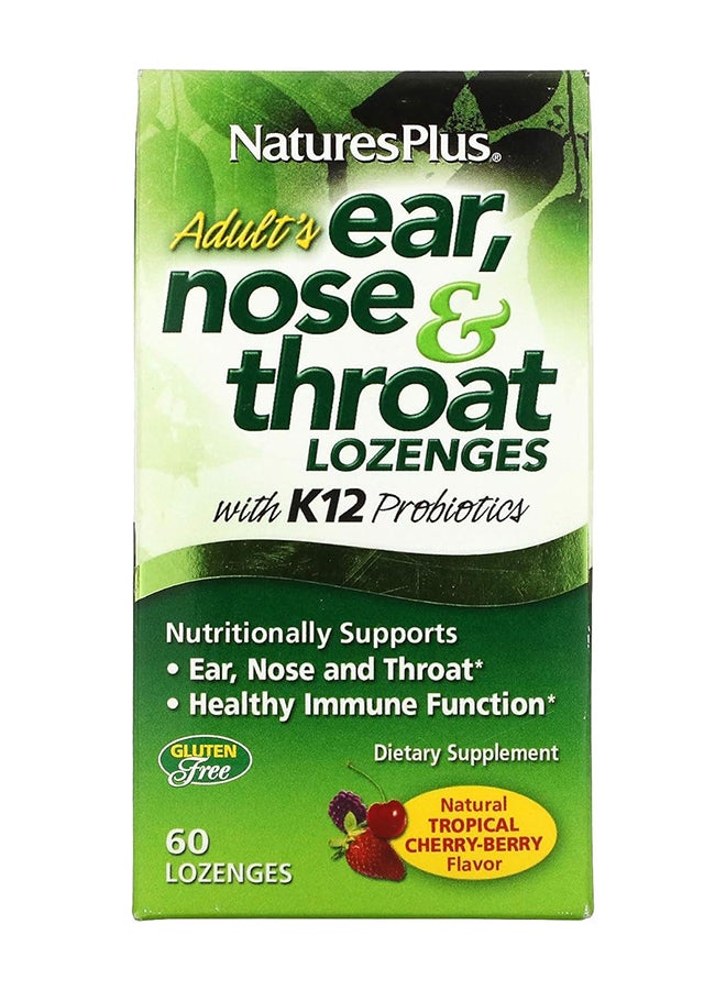 Natures Plus Adult'S Ear Nose And Throat Lozenges Infused With K12 Probiotics Natural Tropical Cherry-Berry Flavor 60 Lozenges - Image 1