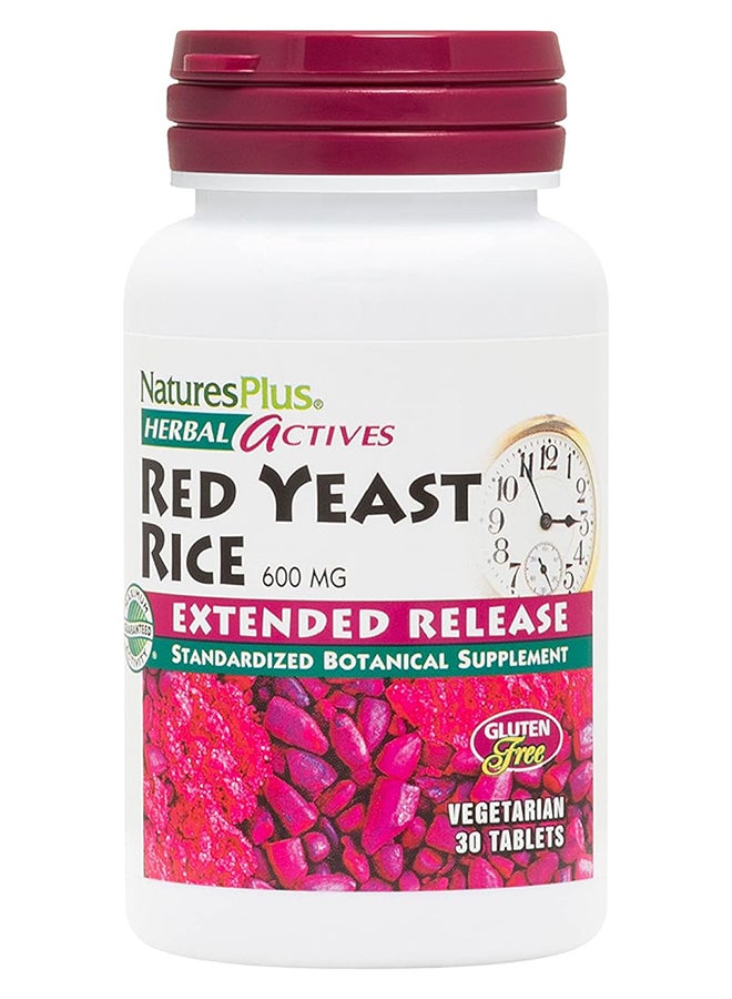 Natures Plus Herbal Actives Red Yeast Rice 600Mgbotanical Supplement Gluten Free 30 Vegan Capsules - Image 1