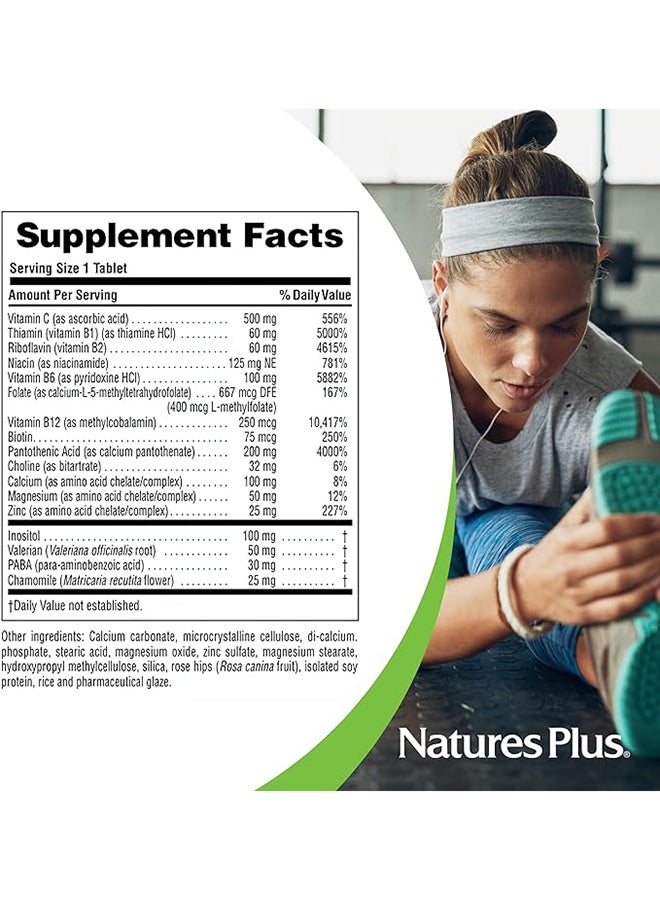 Natures Plus Mega-Stress Sustained Releaseinfused With B-Complex Vitamin C And Herbs Stress Support 90 Tablets - Image 3