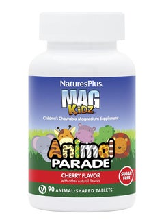Nature's Plus Mag Kids Animal Parade Chewable Magnesium Supplement Cherry Flavor Sugar Free 90 Animal Shaped Tablets  - Image 1