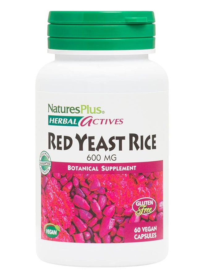 Natures Plus Herbal Actives Red Yeast Rice 600Mgbotanical Supplement Gluten Free 60 Vegan Capsules - Image 1