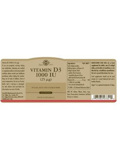 Solgar Vitamin D3 25MCG 1000 IU Dietary Supplement 100 Softgels  - Image 2